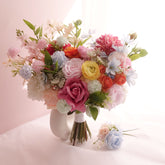 Pastel Rose Dahlia Ranunculus Wedding Bouquet 38cmW